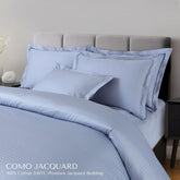 Malako Como Jacquard Pigeon Blue Checks 550 TC 100% Cotton Duvet Cover